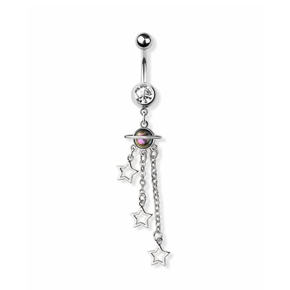 Belly Button Ring Navel Planet galaxy orbit star dangling