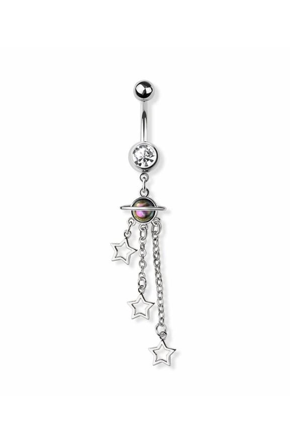 Belly Button Ring Navel Planet galaxy orbit star dangling