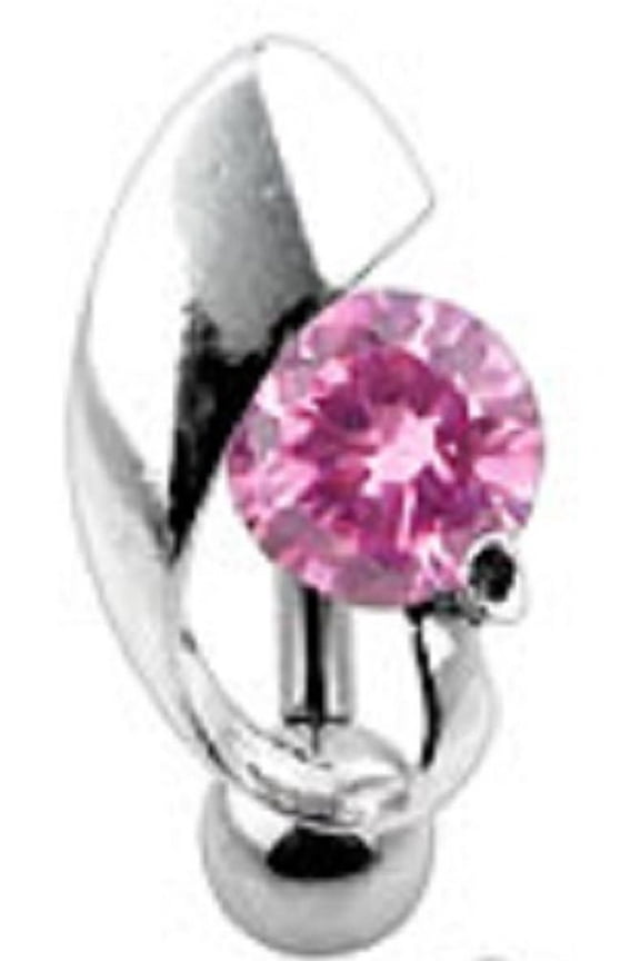Belly Button Ring Navel Solitaire Reverse Body Jewelry 14 Gauge