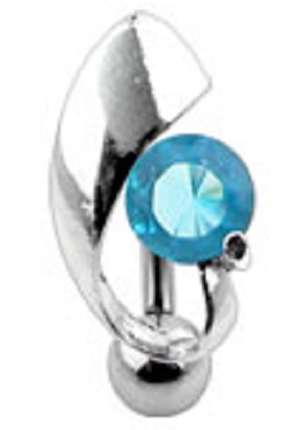 Belly Button Ring Navel Solitaire Reverse Body Jewelry 14 Gauge