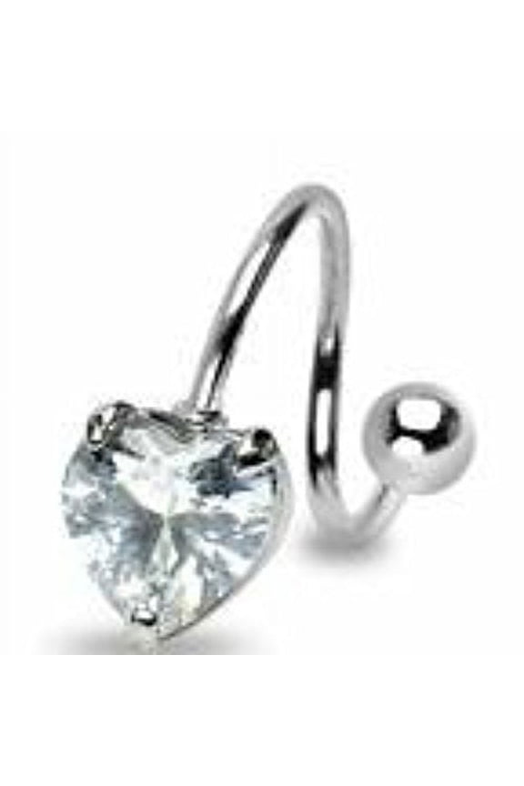 Belly Button Ring Navel Spiral Heart Body Jewelry Dangle 14 gauge