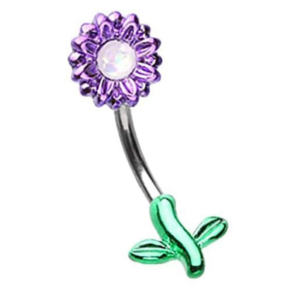 Belly Button Ring Navel Split Sun Flower 316L Sunflower Body Jewelry (Multi)