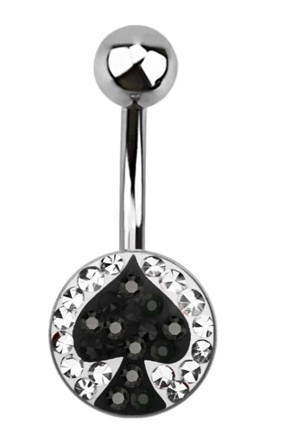 Belly Button Ring Navel Surgical steel belly button ring disk ferido gems spade design