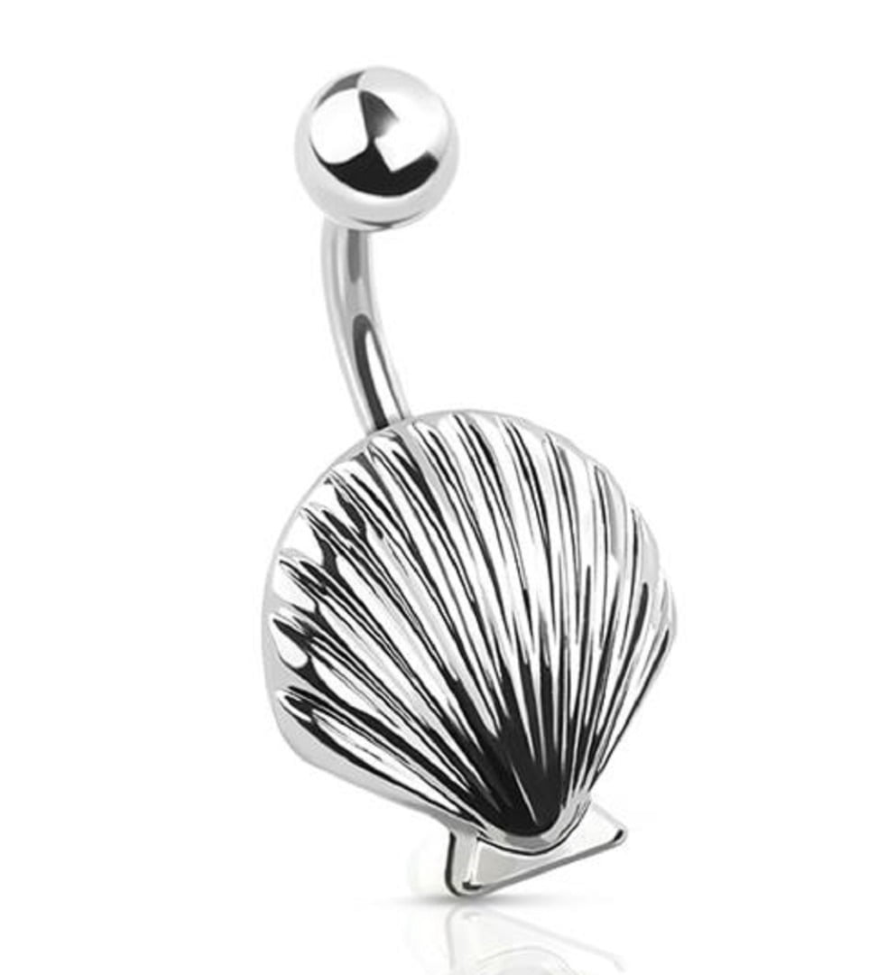 Belly Button Ring Navel simple plain Sea Shell - Walmart.com