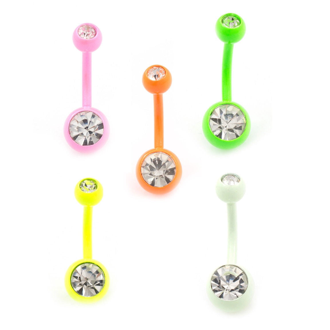 Belly Button Ring Package of 5 with Colorful enamel coated and Press ...