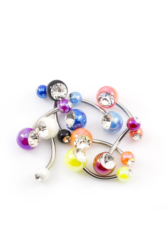 Belly Button Ring Package of 9 Acrylic Balls Navel Rings, Surgical Steel Shaft