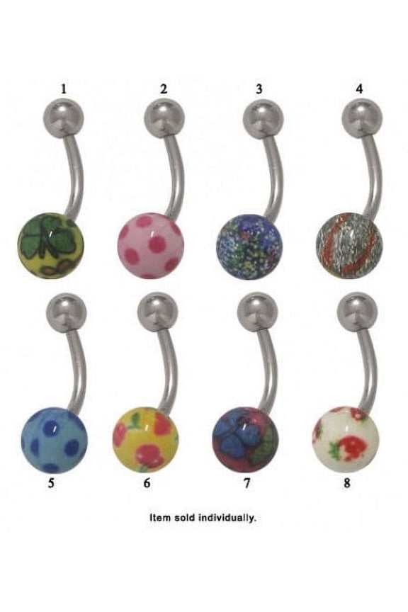 Belly Button Ring Painted Ball Marble 14G Navel Body Jewelry Online 10mm Steel