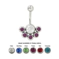 thumbnail image 1 of Belly Button Ring Surgical Steel with 5 Jewel Design, 1 of 5