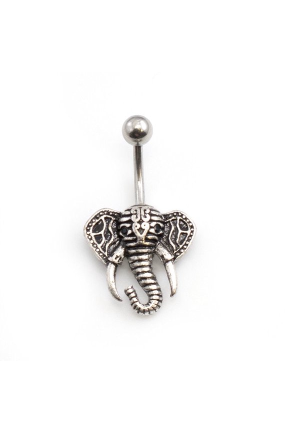 Belly Button Ring with Elephant Design 14G Surgical Steel