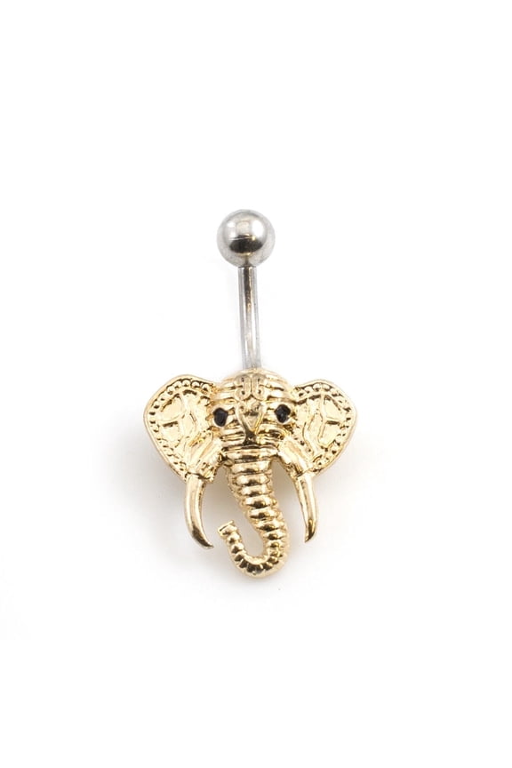 Belly Button Ring with Elephant Design 14G Surgical Steel