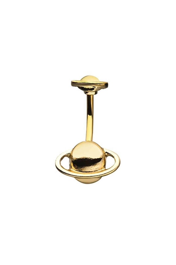 Belly Button Ring with Gold Plated Orbit Fixed Design 14ga Surgical Steel