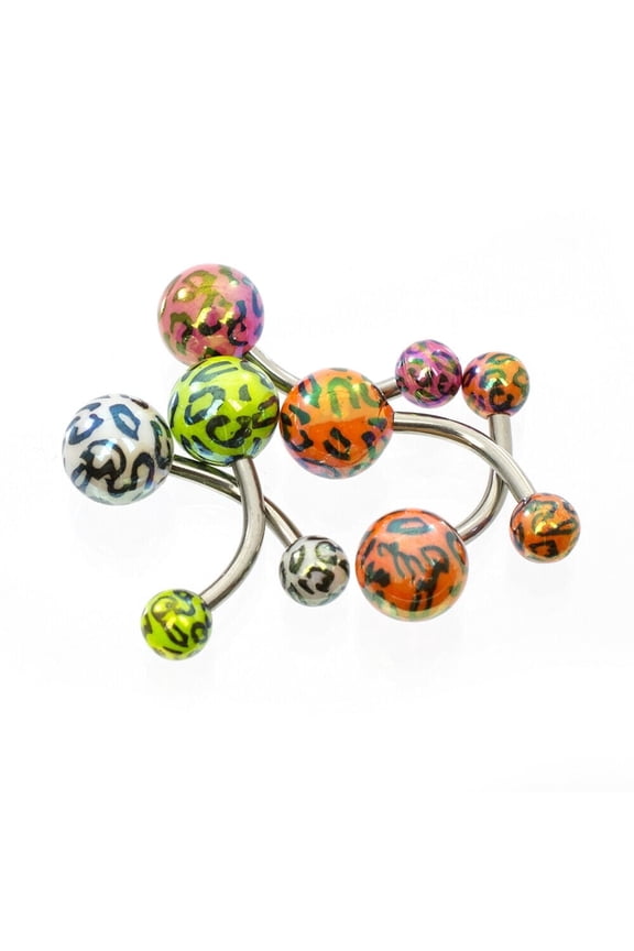 Belly Button Ring with Leopard Pattern Design 14g