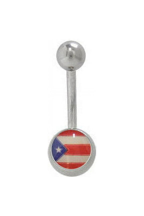 Belly Button Ring with Puerto Rican Flag Logo 14G Navel Ring Piercing Jewelry