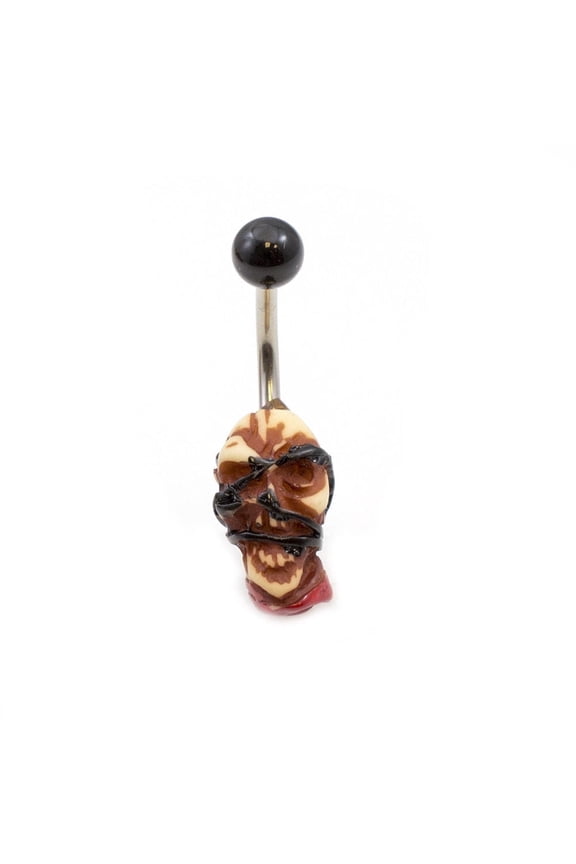 Belly Button Ring with Skeleton or Zombie Design 14g