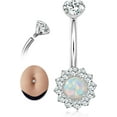 thumbnail image 1 of Belly Button Rings,10mm Belly Rings,14G Belly Button Rings, Navel Piercing Jewelry With Round Cubic Zirconia, Internally Threaded, Nickel-Free, 1 of 8
