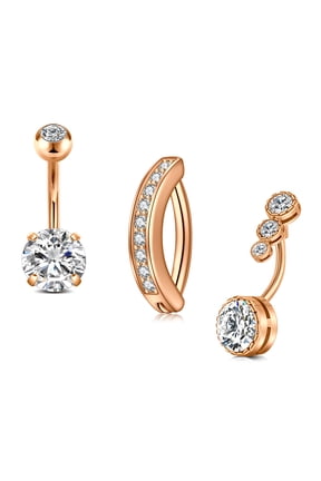 Belly Button Rings Surgical Stainless Steel Belly Rings CZ Clicker Belly Button Piercings Jewelry Navel Rings Gold