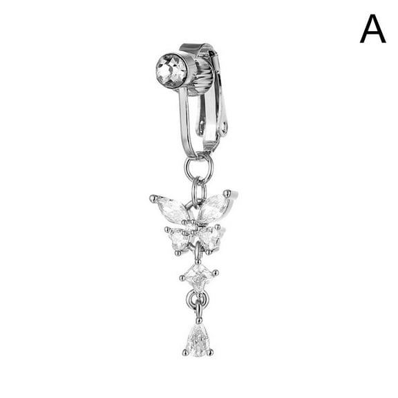 Belly Button Rings, Women Navel Button Rings, Clip-on Navel Non-Pierced Faux Belly Button Rings, Sexy Belly Navel Jewellery for Women K9Q1