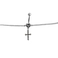 thumbnail image 1 of Belly Chain Navel Ring Surgical Steel Waist with CZ Paved Cross Dangle 14G, 1 of 5