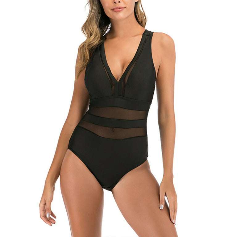 Belly Covered Slim One-piece Swimsuit Built-in Bra Gauze One-piece Swimsuit  for Beach Vacation and Water Play