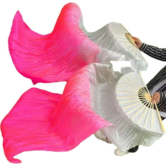 Belly Dance Artificial Silk Bamboo Fans: 1 Pair(Left+Right) Long Folding Fans Veil, Dancing Fabric Fans, 180 * 90cm