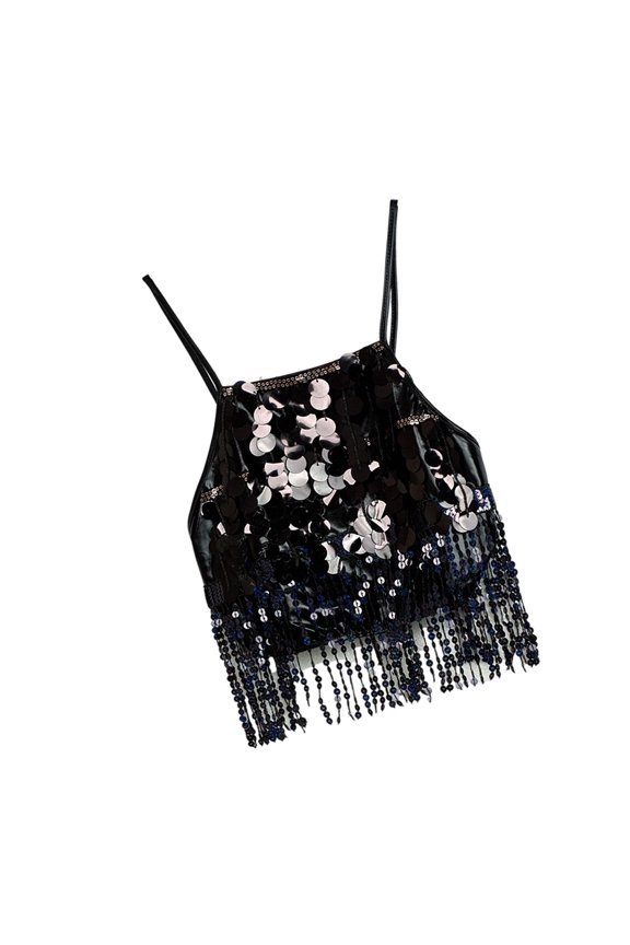 Belly Dance Bra Top Sequins Tassels for Halloween Raves Club