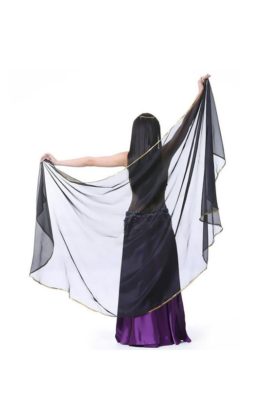 Belly Dance Chiffon Shawl Scarf Sequins Indian Dancing Accessories Black