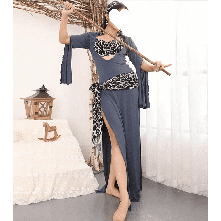 Belly Dance Costumes Women s Costume Rattan Cane Egyptian Folklore Saidi Robe Dress Leopard Print Stage Performance Walmart