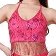 thumbnail image 1 of Belly Dance Crop Top Tassel Sequin Halter Adjustable Polyester Material for Women Party Performance Stage, 1 of 8