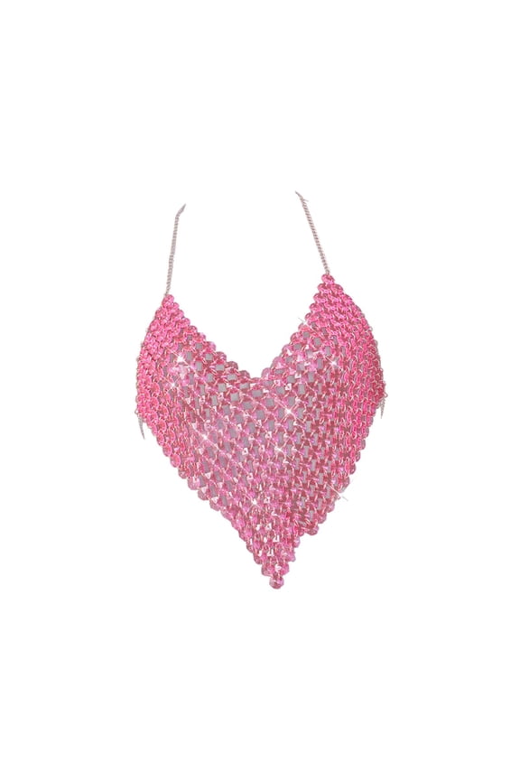 Belly Dance Crop Tops Women Halter Top for Party Stage Performance Nightclub Pink