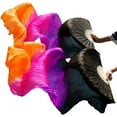 thumbnail image 1 of Belly Dance Faux Silk Veil Fans, 1 Pair(Left+Right) Handmade Belly Dance Fans, Dancing Long Fans, Colorful Belly Dance Fan Veils for Dance Performances Length 180cm Width 90cm, 1 of 8