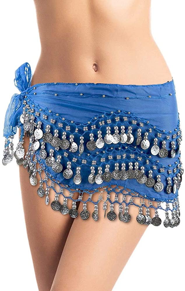 Belly Dance Hip Scarf, Belly Dancing Skirt Coin Sash Costume with