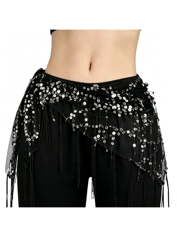 Belly Dance Hip Scarf Belt Skirt with Sequins for Women