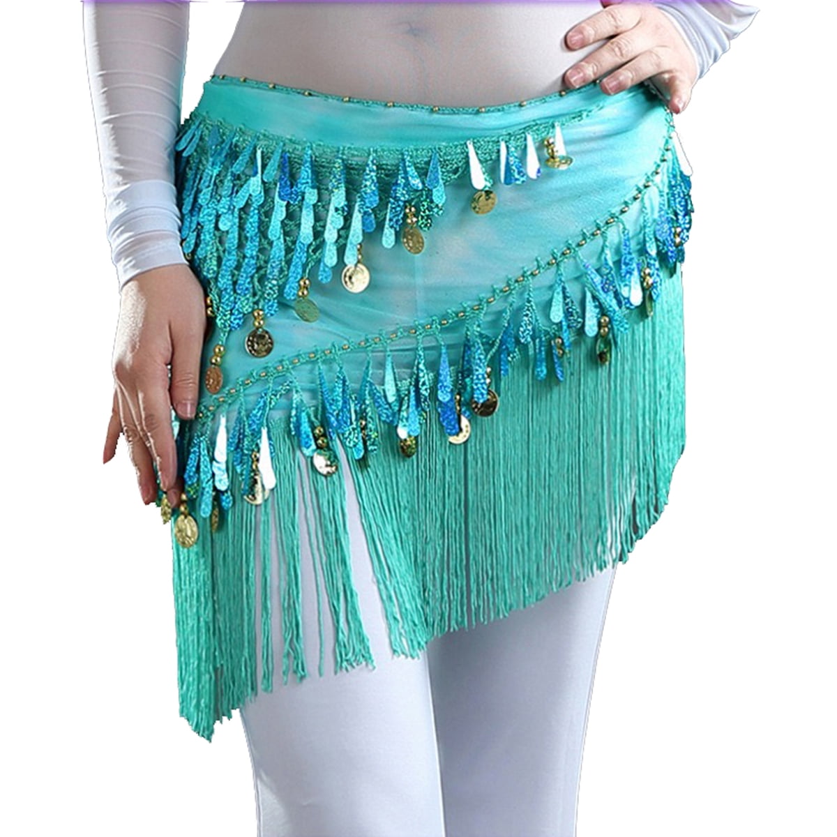 Belly Dance Hip Scarf with Tassels Sequins Triangle Coins Wrap Skirt Music Festival Clothing Azury Walmart