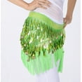 thumbnail image 1 of Belly Dance Hip Scarf with Tassels Sequins Triangle Coins Wrap Skirt Music Festival Clothing,Green, 1 of 2