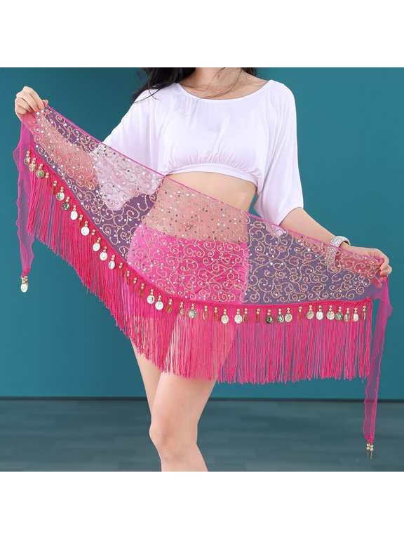 Belly Dance Practice Hip Scarf Triangle Scarf Beads Embroidery Tassel Waist Belt Skirts