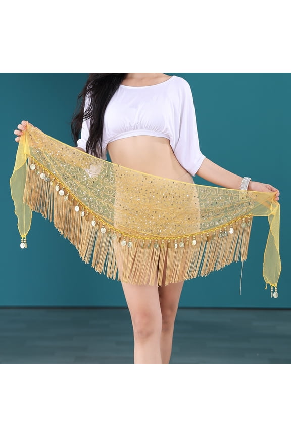 Belly Dance Practice Hip Scarf Triangle Scarf Beads Embroidery Tassel Waist Belt Skirts