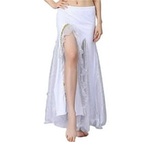 Belly Dance Sequin Split Skirt Women Dance Hip Skirt Lady Stage Performance Long Dress Dance Practice Half Skirt