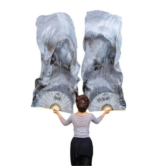 Belly Dance Silk Fans Hand Dye Real Silk Fans Women Belly Dance Costume Accessory Silk Fans For Dancing 1.8m