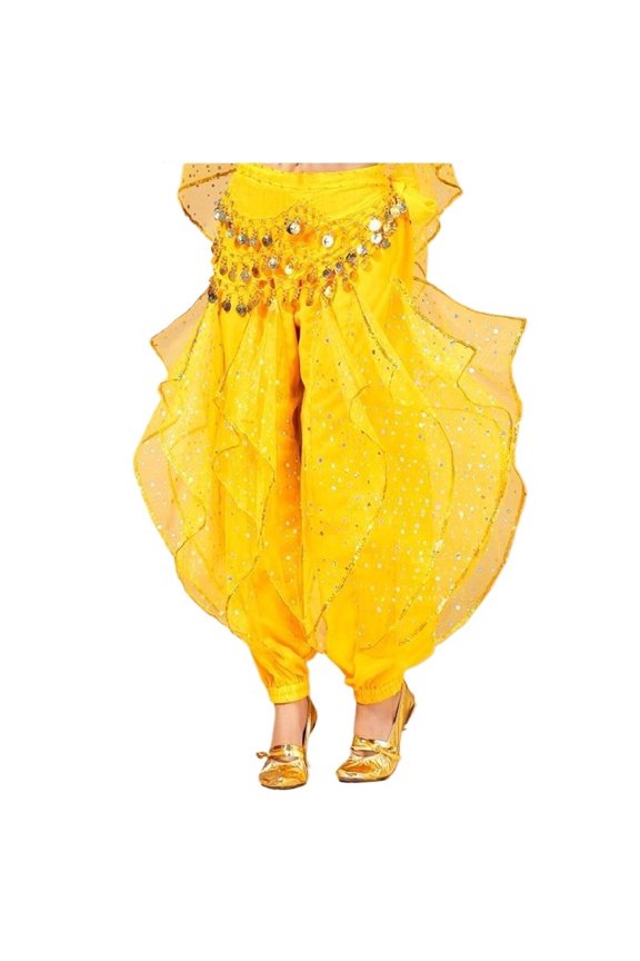 Belly Dance Skirt Pants Women Performance Costumes Gold Coin sequins Rotating Harem Pants Lady Indian Dance Practice Clothing