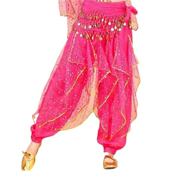 Belly Dance Skirt Pants Women Performance Costumes Gold Coin sequins Rotating Harem Pants Lady Indian Dance Practice Clothing