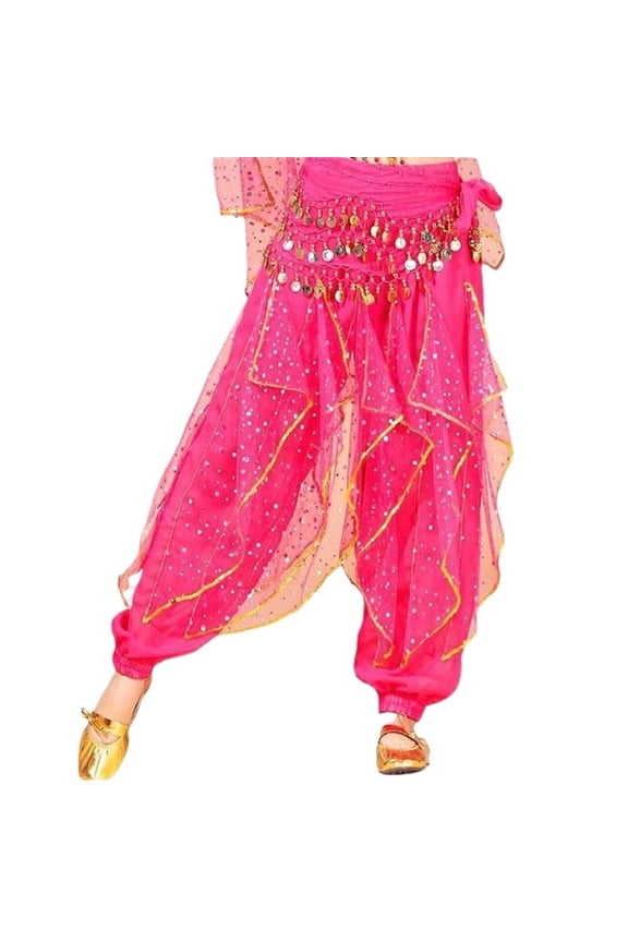 Belly Dance Skirt Pants Women Performance Costumes Gold Coin sequins Rotating Harem Pants Lady Indian Dance Practice Clothing