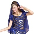 thumbnail image 1 of Belly Dance Veil Dance Veil Veil Veil Gold Trimmed Hanging Coin Veil Belly Dance Veil, 1 of 6