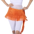 thumbnail image 1 of Belly Dancing Hip Scarf Sash Wrap Skirt with 3 Rows of Fringe Sequin Orange, 1 of 3