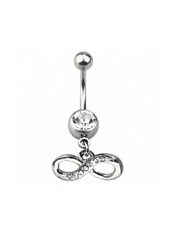 Belly Navel Dangle Ring Surgical Steel Infinity with CZ Jewels Sold individually