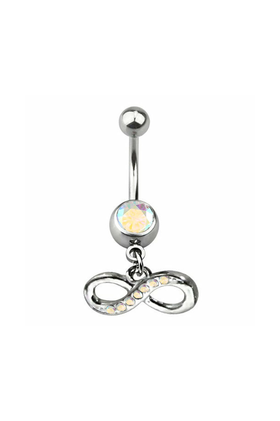 Belly Navel Dangle Ring Surgical Steel Infinity with CZ Jewels Sold individually