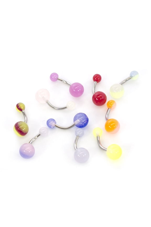 Belly Piercing Jewelry 10 Pack Multicolor Glow in the Dark UV 14G-Random