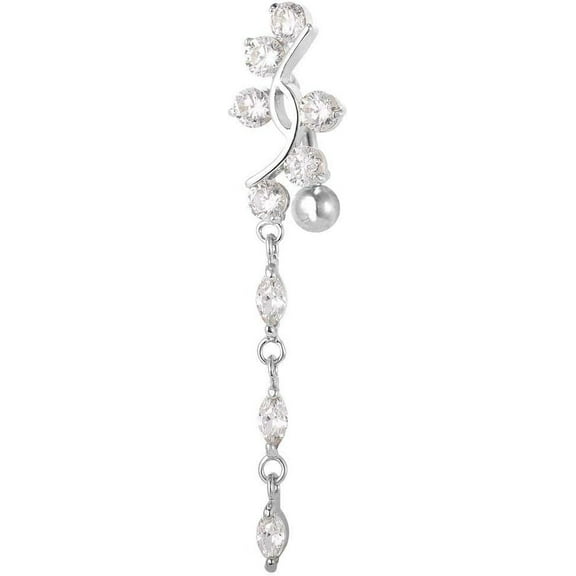 Belly Rings 18K Gold Platinum Plated Sexy Beach Wear Navel Ring 14G Cubic Zirconia Dangle Leaf Flower Belly Button Rings for Women Girls