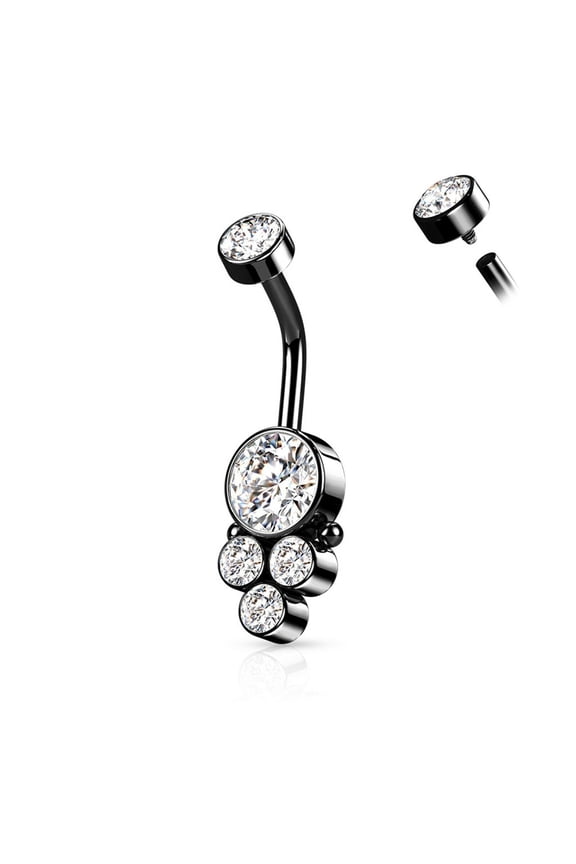 Belly Rings Navel Piercing Triple Cluster Dropdown with Internally Threaded