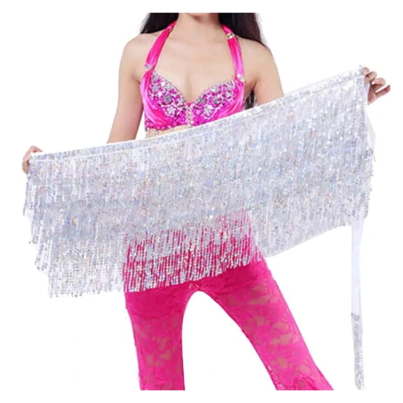 Belly Skirt Sequins Decor Sequins Tassel Skirts Shiny Viscose Belly Dance Hip Scarf for Belly Dance