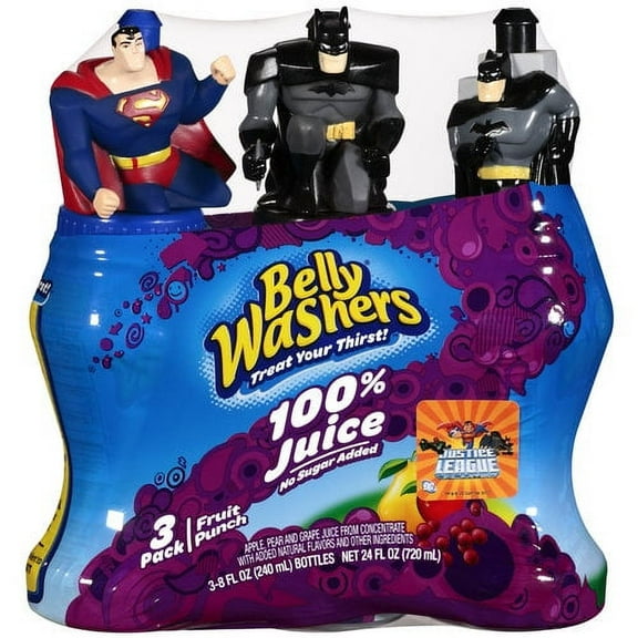 Belly Washers Fruit Punch 100% Juice, 8 Fl. Oz., 3 Count